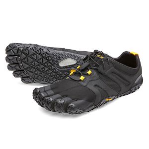 Vibram V-Trail 2.0 Black/Yellow Mens Running Shoes | India-620359